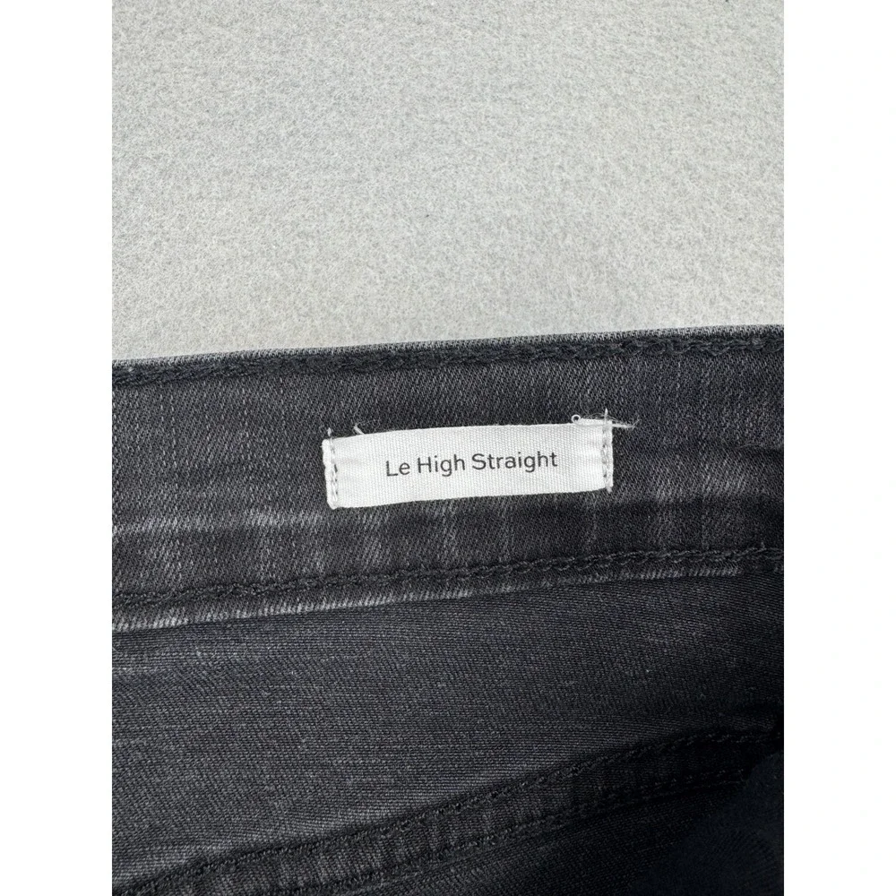 FRAME Le High Straight Slim Fit Jeans Womens 29 Black Raw Hem Kerry LHSTRA208 - Picture 3 of 12